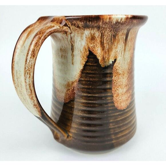 JK Dryden Original Pottery Pitcher Brown 5 Inches Drip Glaze Signed 1983 Brown - Picture 11 of 12